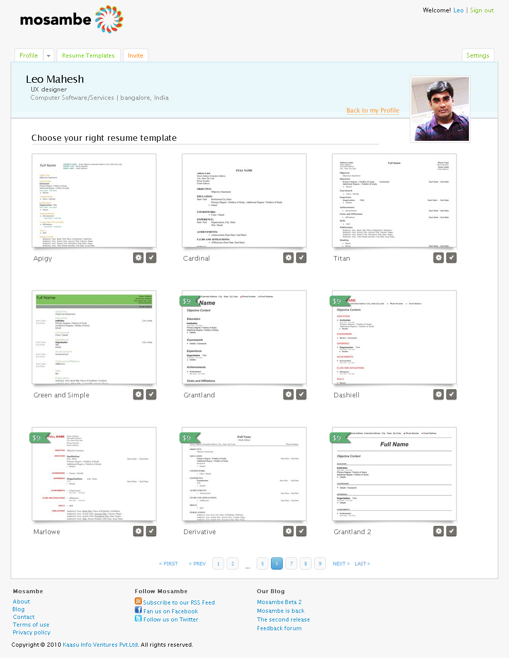 Mosambe - online visual CV