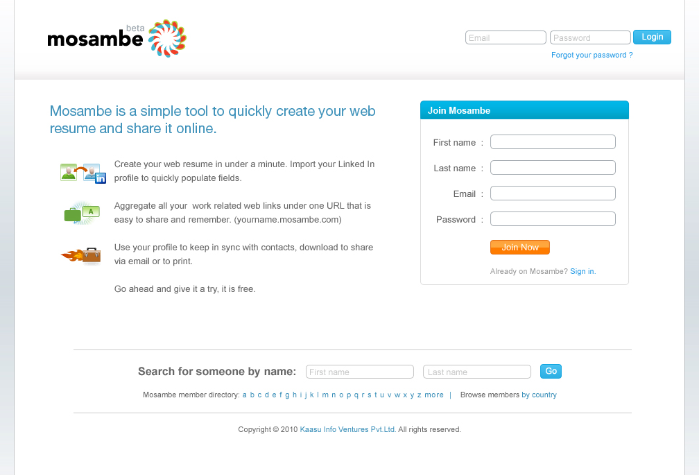 Mosambe - online visual CV